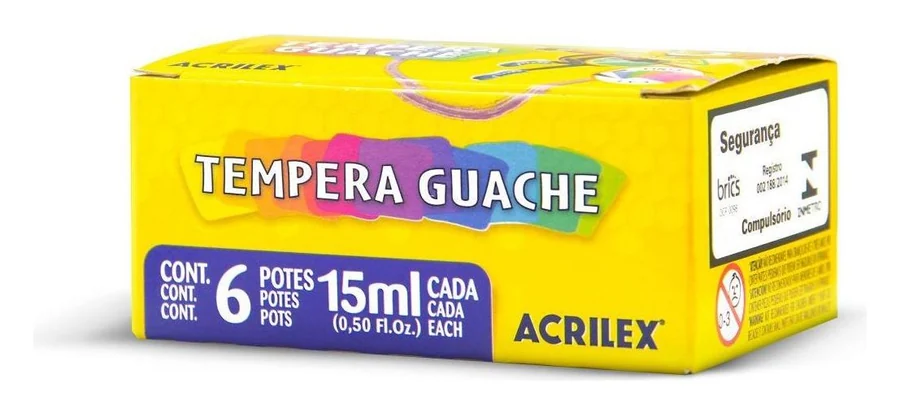 Tinta Guache Acrilex 6 cores