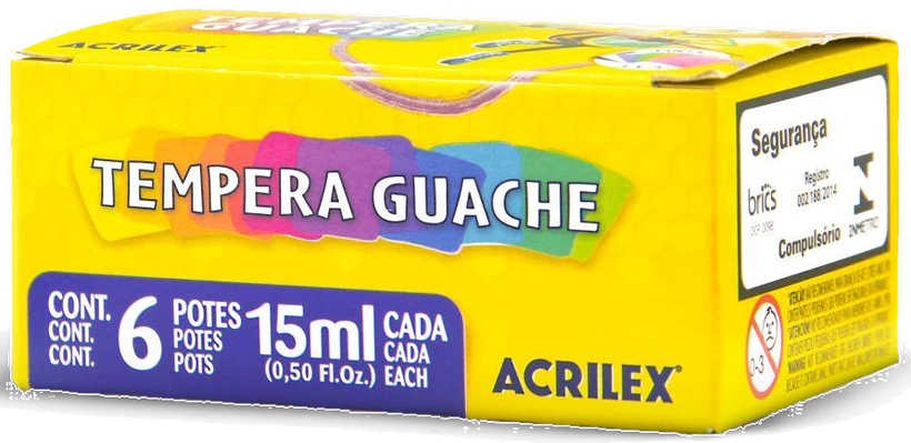 Tinta Guache Acrilex 6 cores